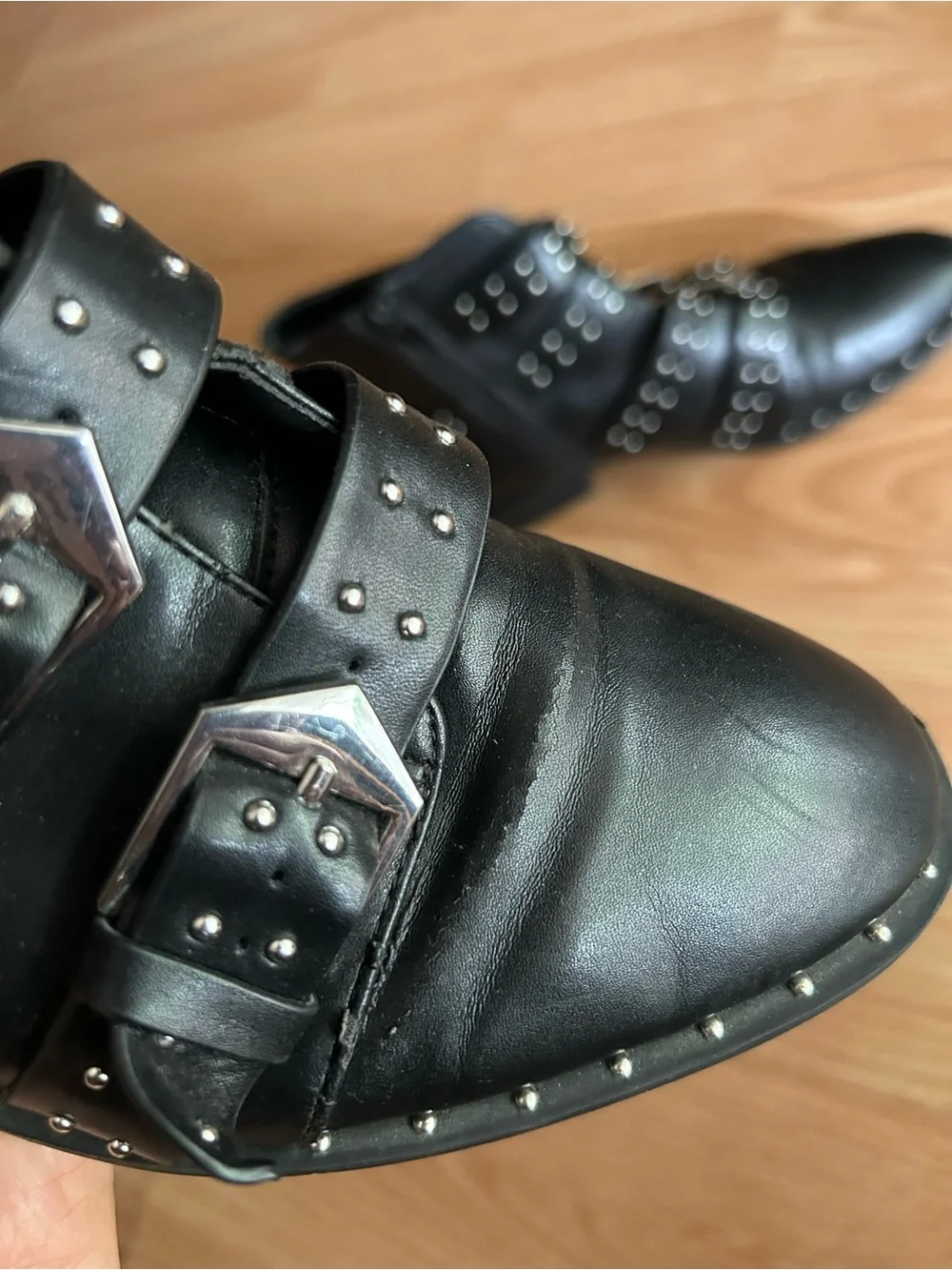 Forever 21 Black Metal Studded Low Top Boots Size 7